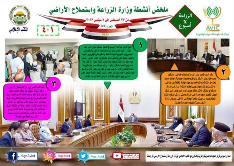 بالانفوجراف..... الحصاد الاسبوعى لوزارة الزراعة