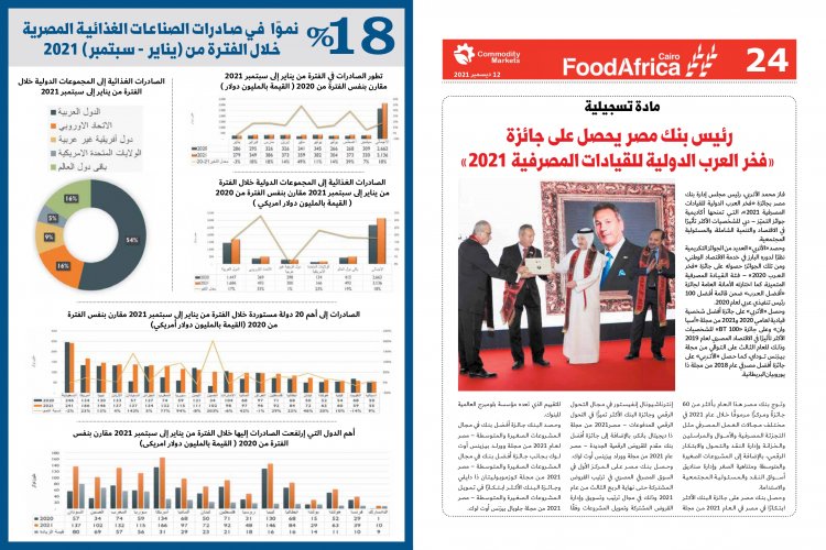إقرأ في العدد الخاص بمعرض فوود أفريكا ..«أفريقيا».. مستقبل صادرات مصر الغذائية 